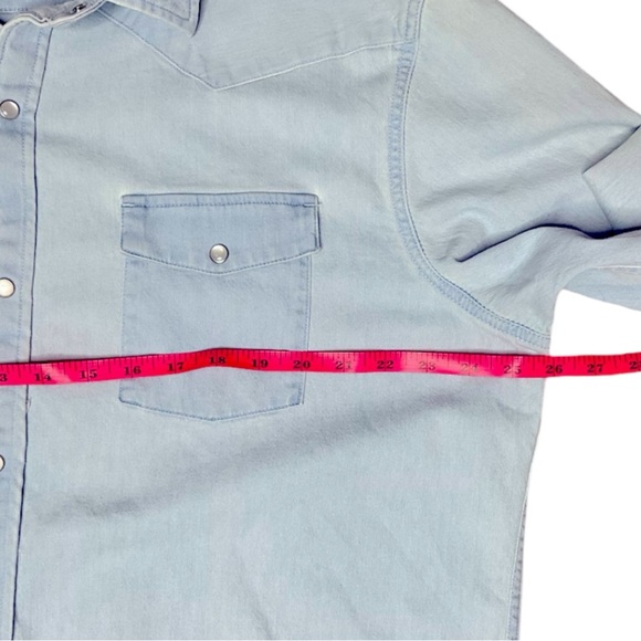 Poncho Outdoors Marfa Denim Western Equestrian Pearl Snap Up Slim Fit Shirt XXL - Picture 8 of 14